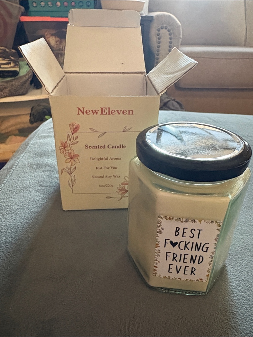 White Scented Soy Candle - "Best Friend Ever" Jar